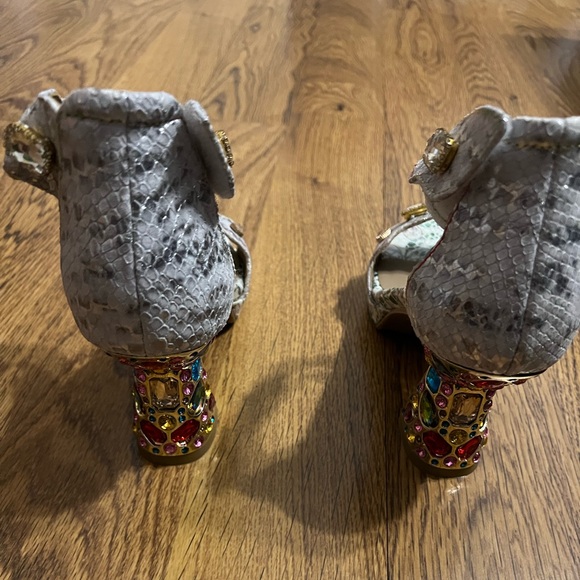 L'Artiste Jewel Strap Sandal Crystals Elegant Multicolor Embellished Heels 39/9 - Picture 5 of 8